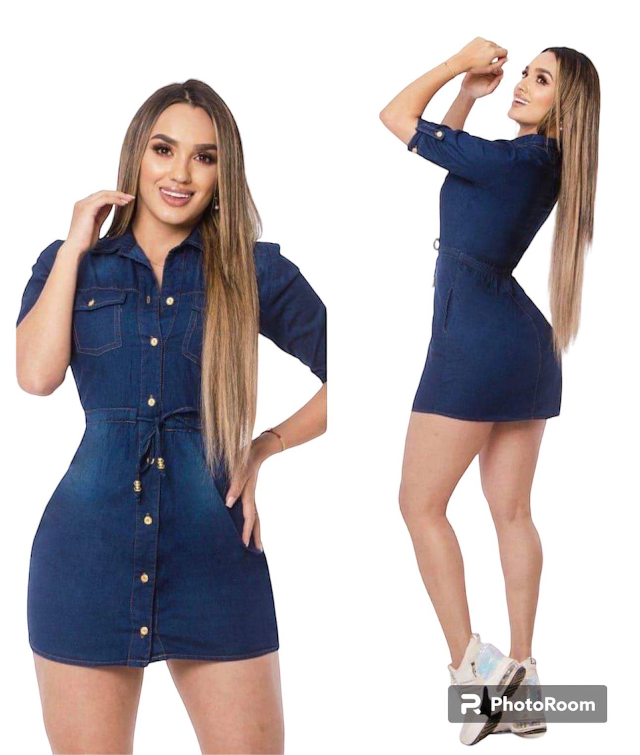 Vestido en jean H168B Flor